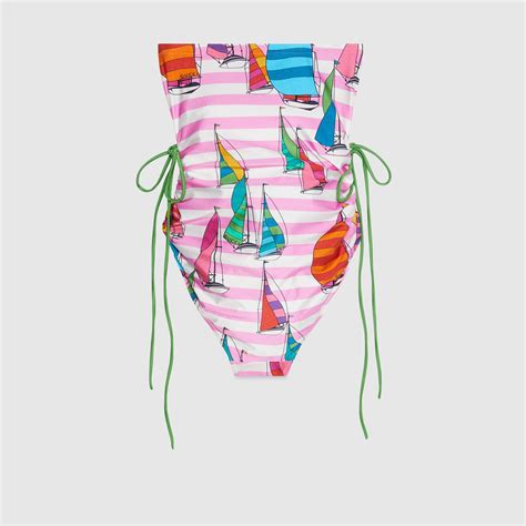 Gucci boat print sparkling jersey swimsuit